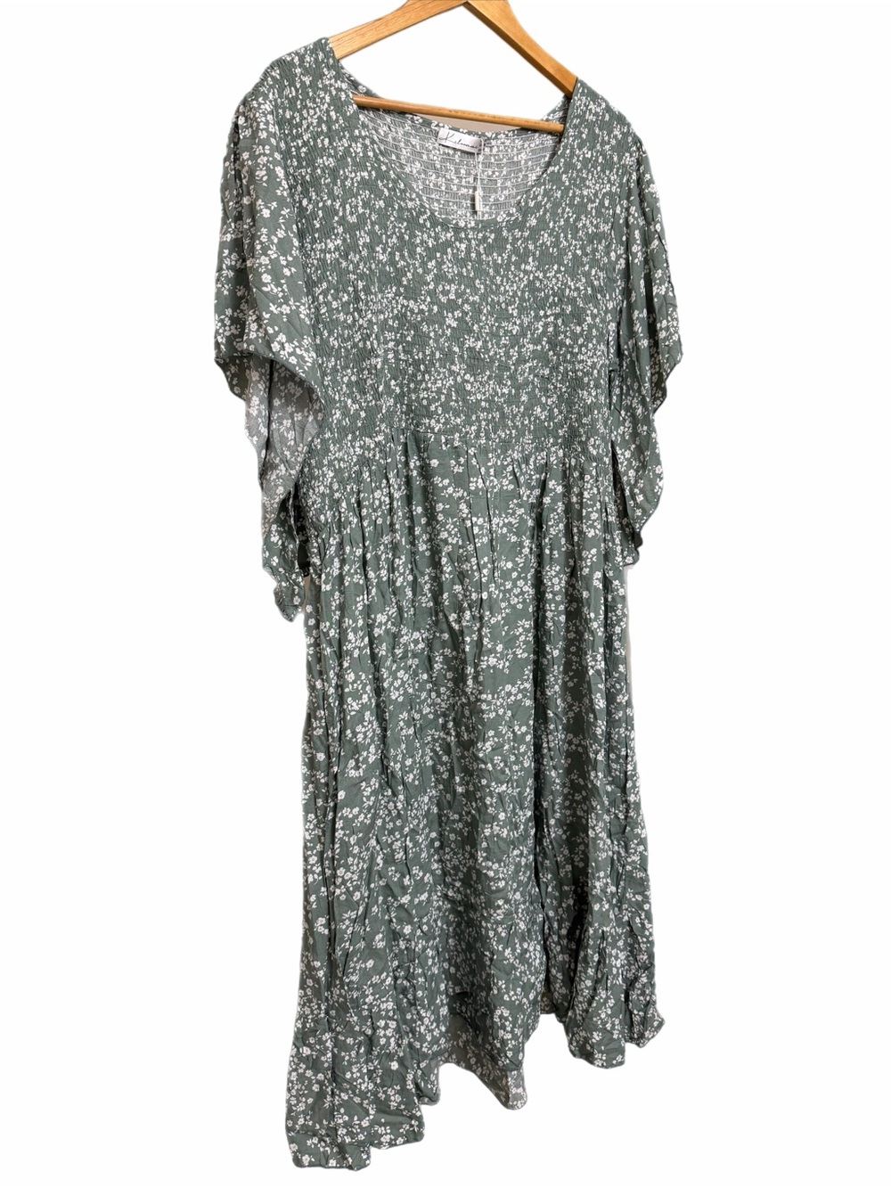 Keluummi Women's Plus Size Short Sleeve Empire Waist A-Line Midi Dress